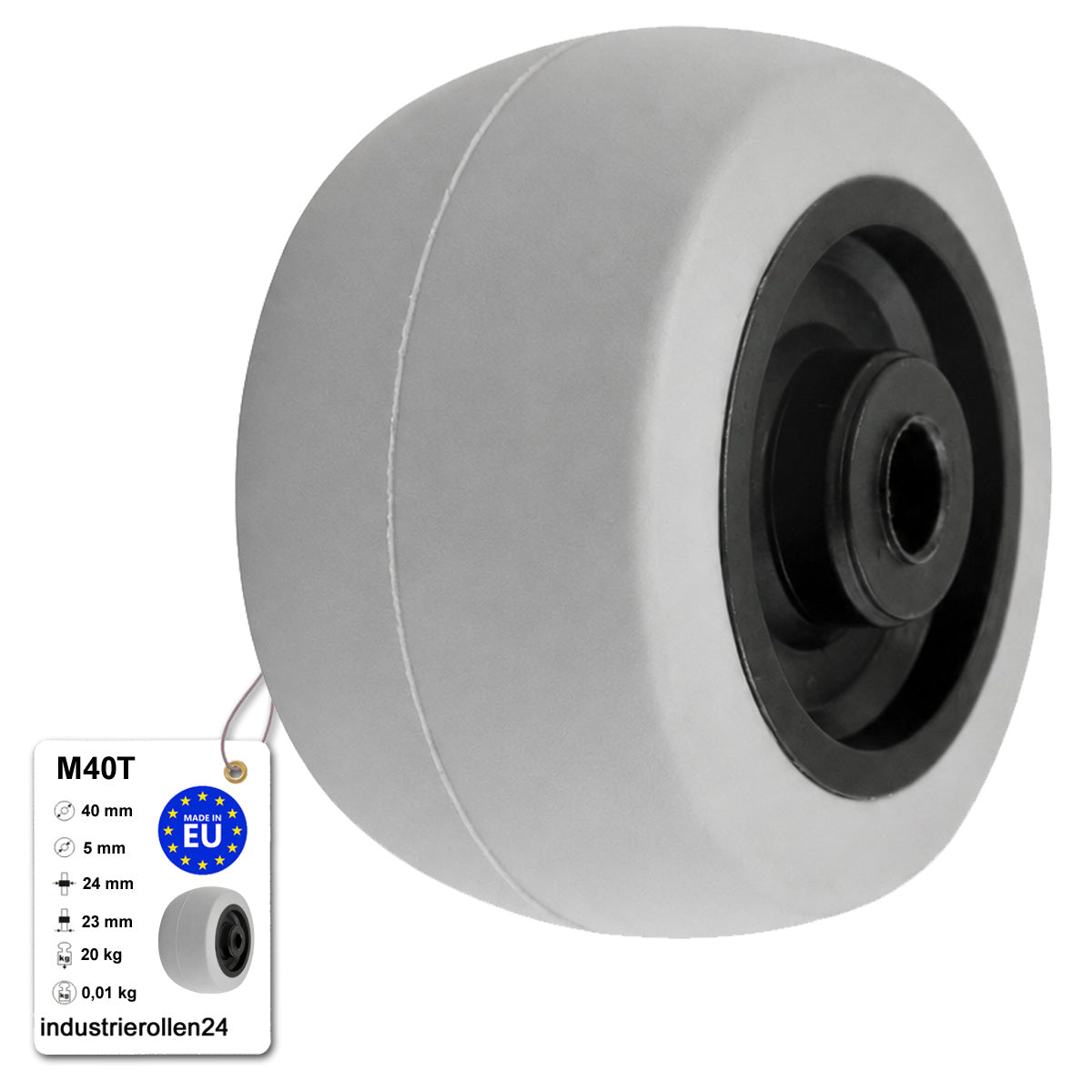 Möbelrolle Ø 40 mm Möbelrad Kunststoff Ersatzrad Transportrolle M40T