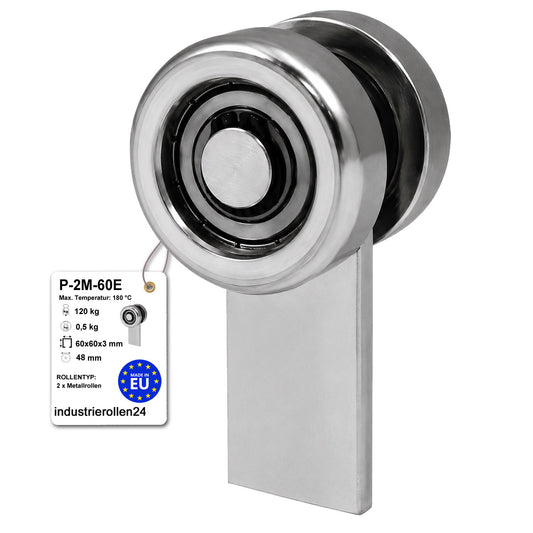 Torwagen für Schiebetore bis 180 °C – für Profile 60 × 60 mm – Wandstärke 3 mm: P-2M-60E