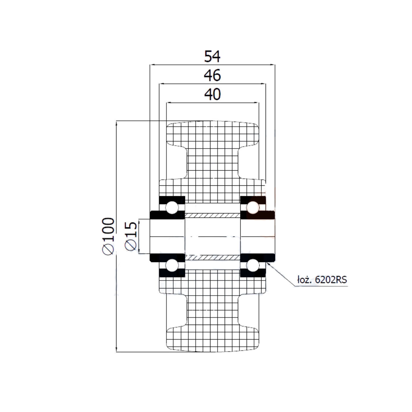 Transportrad Ø100 mm – Weißes Polyamidrad für Wagen, Code: 10BN