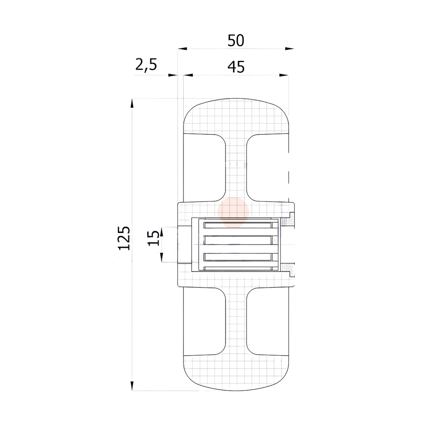 Transportrad Ø125 mm – Weißes Polyamidrad für Wagen, Code: 20BZ